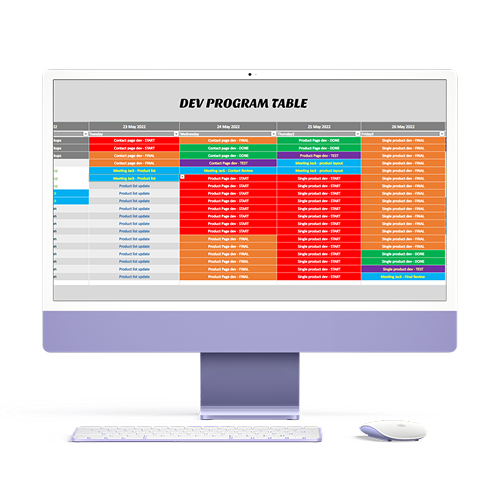 Desktop screen mockup displaying a web application interface with data