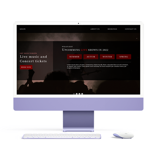 Desktop screen mockup displaying a website